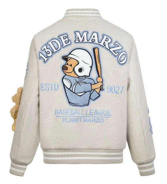 13DE MARZO Baseball League Jacket - light Grey