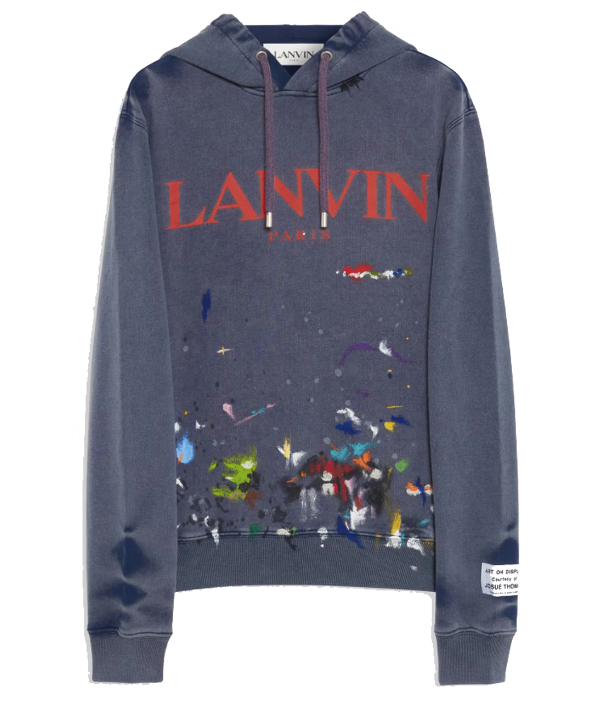 LANVIN x Gallery Dept. paint-splatted logo-print hoodie Blue
