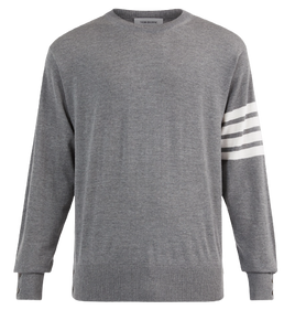 Thom Browne Striped Merino Wool Sweater - Grey
