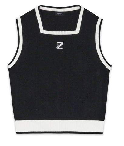 We11done Patch Logo Square Neck Vest - Black
