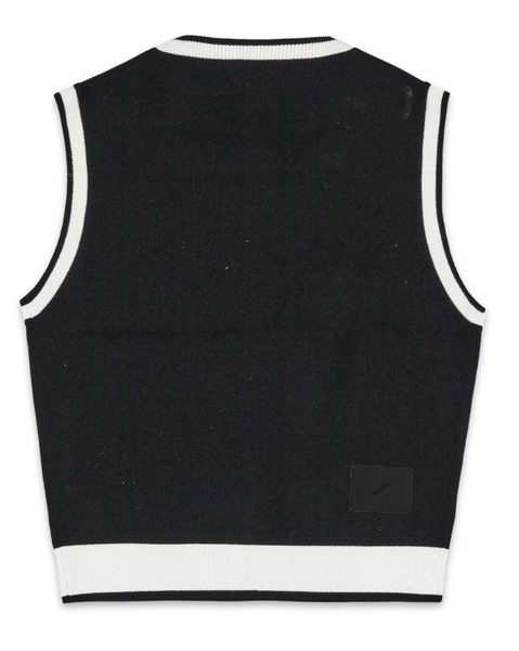 We11done Patch Logo Square Neck Vest - Black