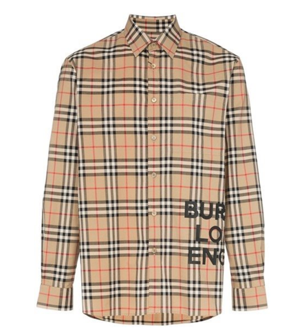 Burberry Check Motif Long-Sleeve Shirts