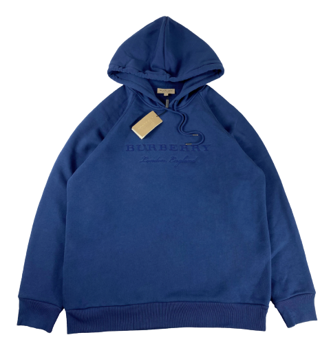 Burberry Spell Out Embroidered Hoodie - Blue