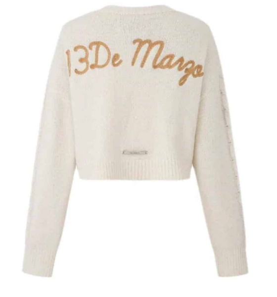 13DE MARZO Doozoo Button Knit Cardigan - White