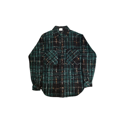 Charlie Luciano Tweed Shirt - Dark Green